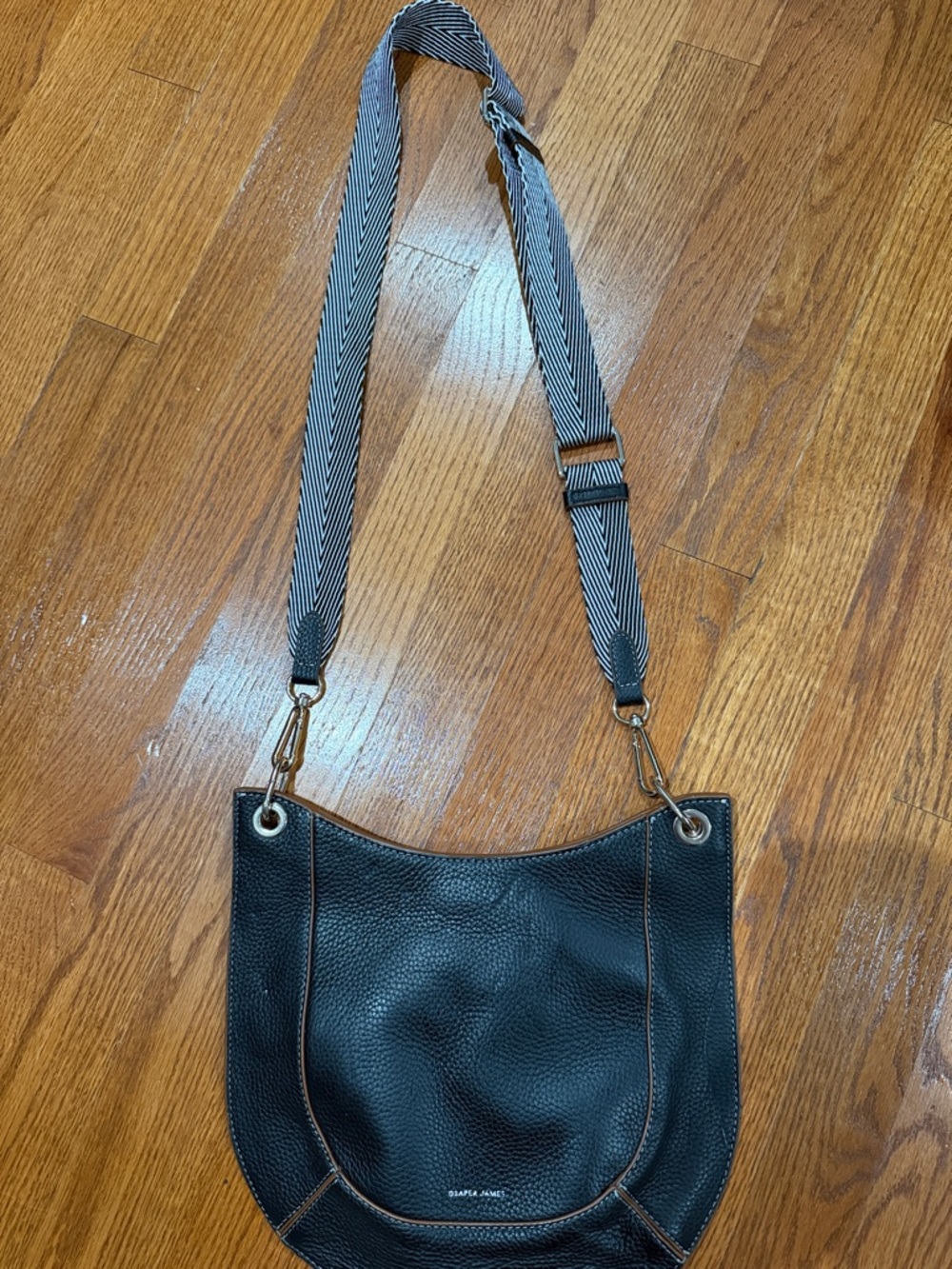 Draper James Black Leather Crossbody Bag with Adjustable Strap